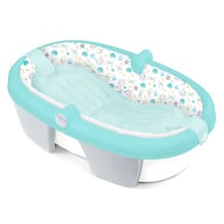 Summer Infant Foldaway Baby Bath (Under The Sea) - Convenient Baby Bathtub That Folds Compactly for Easy Storage and Travel - Inflatable Base for Extra Support - Durable Infant Tub