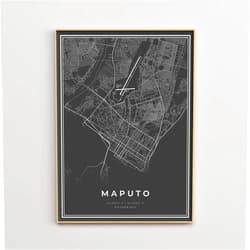 MG Global Black Poster of Maputo uto | 11x17 12x18 16x24 24x36 Modern Hometown Unframed Print | Minimalism City Wall Art for Gift | Minimalsit Dark Home Office Decor