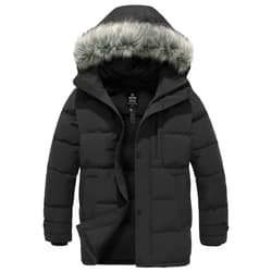 wantdo Men's Winter Jacket Thicken Winter Coat Warm Puffer Jacket with Fur Hood