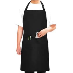 Syntus Chef Apron for Men Women Kitchen Cooking Apron with Pockets, Adjustable Bib Aprons Stain Resistant, 1 Pack Black