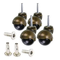 Skelang 1.5 Inch Ball Caster Stem Caster Wheel with Sockets, Vintage Antique Swivel Caster for Furniture, Sofa, Wood Chair, Cabinet, Pack of 4