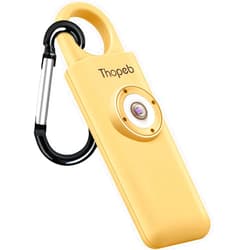 Thopeb The Original Personal Safety Alarm for Womenn by Women– Loud Siren Birdie Sound, Strobe SOS LED Light, Be Safe with Personal Alarm– Self Defense Keychain for College Essentials (Metallic Gold)