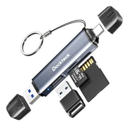 Dockteck SD Card Reader, 5G Super Speed USB3.0 SD/TF Card Reader, 3-Slot USB A/C to SD/Micro SD/USB A Memory Card Reader for UHS-I SD/Micro SD/SDHC/SDXC/MMC, Support OTG for Plug&Play