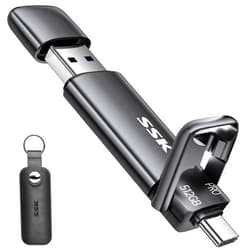SSK 512GB SSD USB C Stick up to 1000MB/s,Fast Thumb Drive,Dual Drive Type-C + USB A 3.2 Gen 2 External Solid State Drives,USB Memory Stick for iPhone 15/PS4/Android Phone/Tablet/Windows/Mac