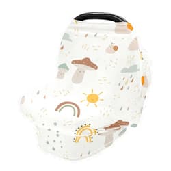 Kigai Mushroom Rainbow Baby Car Seat Covers for Newborn, Breathable Nursing Cover for Breastfeeding Moms, Baby Stroller/Shopping Cart/Stretchy Carseat Cover for Boy & Girl