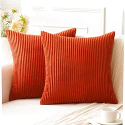 ANRODUO Pack of 2 Fall Pillow Covers Burnt Orange Throw Pillow Covers with Corduroy Cushion Case 18x18 Cute and Soft Boho Throw Pillow Covers Decorative Pillows Covers for Bed Couch Sofa Living Room