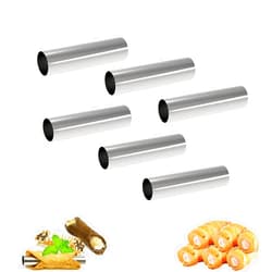 Alovexiong 6 Pcs Non-stick Cream Horn Molds Stainless Steel, 4.92 inch Large Size Cannoli Tubes Kit Baking Cones Pastry Roll Horn Croissant Mold for Christmas Anniversary and Daily Use