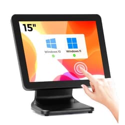 MUNBYN 15-inch POS Touch Screen Monitor, True Flat Seamless POS Monitor, Heavy-Duty Metal Stand, HDMI/VGA Capacitive Screen Display for Retail Restaurant, Bar, Gym, Warehouse, No Driver Required
