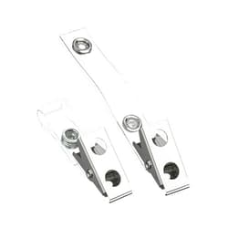 Uniclife 50 Pcs Metal Badge Clips with Clear PVC Straps Double-Hole ID Badge Clips and Straps with Snap Heavy-Duty ID Strap Clips for Badge Name Tag Clips Metal Clips for ID Card Holders Clips Adapter