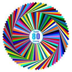 Lya Vinyl 80 Self Adhesive Vinyl, 40 Matte & 40 Glossy Color Permanent Vinyl Sheets for Cricut and Silhouette, Party Decoration, Sticker, Craft Cutter, Car Decal