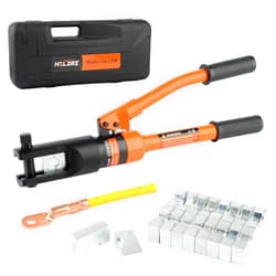 HZLZRZ 12 Tons Hydraulic Crimping Tool, Range 6AWG-4/0AWG(250MCM), Hydraulic Cable Lug Crimper with 8 Pairs of Dies for Hydraulic Wire Battery Cable Electrical Terminal Crimping Tool (YQ/120A)