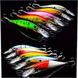 OriGlam 10 Pack Fishing Lures Hard Baits, 3D Eyes Minnow Fishing Lures Crankbait, Swimbait Fishing Tackle Lure Kit for Freshwater/Saltwater/Topwater, Bass, Trout, Walleye, Redfish
