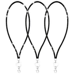 Ascrafter Black Lanyards for id Badges, Bling Rhinestone Lanyards for Keys for Women, Necklace Lanyards for Name Card Holder, 3 Pack