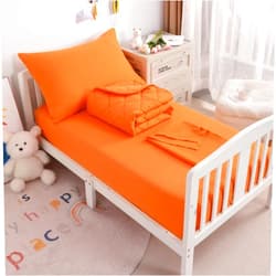 NTBAY Toddler Bedding Set - 4 Piece Soft and Breathable Crib Bedding Set for Boys and Girls, Includes Quilted Comforter, Fitted Sheet, Flat Top Sheet and Envelope Pillowcase, Orange
