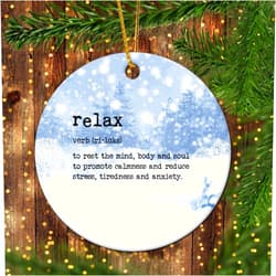 LITTLEGROVE SEEDS Relax Definition Personalized Christmas Ornament 2023 Relax Definition Typography Christmas Tree Ornaments Novelty Keepsake Gifts for Holiday Souvenir Wedding Birthday 3 Inch