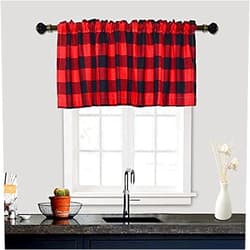 ChrisPow Blackout Valance Curtains, Room Darkening Cotton Curtain Rod Pocket Short Drapes Modern Window Treatment Half Drape Great for Bedroom Living Room Kitchen Windows, 1 Panel-red-132x45cm(52x18in)
