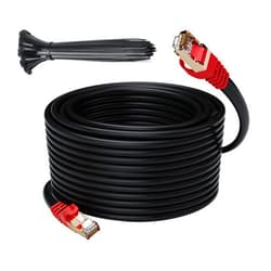 Adoreen Cat 6E Cat 7 Outdoor Ethernet Cable 300 FT,Adoreen 10Gbps Heavy-Duty Shielded Internet Cable From 25-300FT,POE,SFTP,Waterproof Direct Burial&Indoor,Cat6A Cat7 Copper Network Cable RJ45 Patch Cord+Ties