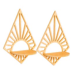 Viprest 2 Pcs Boho Floating Shelves Wall Shelves Bohemian Hanging Shelf Wooden Candle Holders Wall Mounted Wood Shelves for Living Room Bathroom Bedroom Classroom Office Nursery Wall Decor (Diamond)