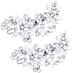 PAGOW Hair Clips, 2Pcs Crystal Flower Bridal Hair Accessories, Silver Rhinestone Hair Pins, Wedding Headpiece for Brides Women Girls