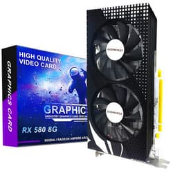 SHOWKINGS Radeon RX 580 8GB Graphics Card, 256Bit 2048SP GDDR5 AMD Video Card for Pc Gaming, DP HDMI DVI-Output, PCI Express 3.0 with Dual Fan for Office and Gaming