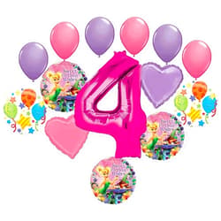 Mayflower Products Anagram Tinkerbell Party Supplies 4th Sweet Birthday Wishes Balloon Bouquet Decorations - Pink 4