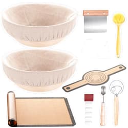 DUUMI Banneton Bread Proofing Basket Set of 2, 9 inch Round Sourdough Proofing Basket, Sourdough Bread Baking Supplies, Including Silicone Bread Sling, Dough Whisk, Gifts for the Bread Baker