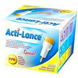 Acti-Lance 7157 17 g x 2.0 mm Depth, Button Activated Safety Lancet, Special, Yellow (Pack of 100)