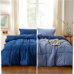 KASENTEX Queen Size Comforter Set with 2 Shams - Down Alternative Duvet Insert with Corner Ties, Reversible, Lightweight, Ultra Soft, Machine Washable, All-Season（Dress Blues/Tempest）
