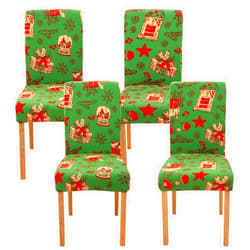 Ogrmar 4PCS Stretch Removable Washable Dining Room Chair Protector Slipcovers Christmas Decoration/Home Decor Dining Room Seat Cover