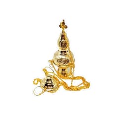 Needzo Religious Gifts Polished Brass Hanging Incense Burner Orthodox Censer, 8 1/2 Inch