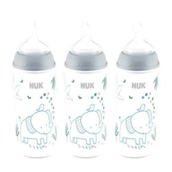NUK Smooth Flow Anti Colic Baby Bottle, 10 oz, 3 Pack, Elephant