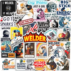 BulbaCraft 100Pcs Welder Stickers for Helmets, Water Bottles, Laptop - Welding Stickers for Hard Hats - Welder Gifts, Party Supplies & Decorations - Gift for Women & Men