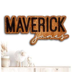 IZI POD Personalized Wood Name Sign, Nursery Name Sign, Boho Girl Name Sign, Above Crib Sign, Layered Baby Name Sign, Boy Name Sign, Cut Out Sign, Wooden name signs for nursery gift