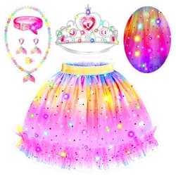 Cocojeci Princess Dress Up for Girls 4-6, Light Up Mermaid Princess Dress Up Toys for Toddler Girls, Birthday Christmas Gifts for Girls 3-6 Years Old