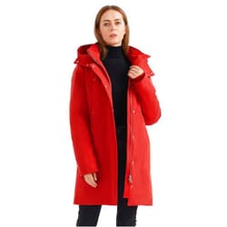 Orolay Women's Mid-length Down Coat Hooded Winter Down Parka with Stand Collar