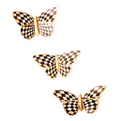 MACKENZIE-CHILDS Set of 3 Decorative Magnets, Magnetic Art for Metal Items and Refrigerator Decor, Courtly Check Butterfly