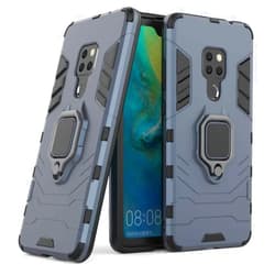 MaiJin Compatible with Huawei Mate 20, Case Metal Ring Grip Kickstand Shockproof Hard Bumper Shell (Works with Magnetic Car Mount) Dual Layer Rugged Cover for Huawei Mate 20 (Navy Blue)