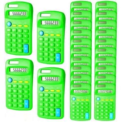 Copkim 24 Pack Student Mini Calculator for Classroom, 8-Digit Display Dual Powered Handheld Math Tools for Teachers, School Supplies and Classroom Rewards, Compact Design(Green)