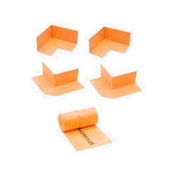 Schluter Systems Kerdi KERECK 2X Inside, 2X Outside Preformed Seamless Corners and Band KEBA 100/125/5M Polyethylene Waterproofing Membrane Strip 4 mil