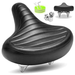 CDYWD Wide Bike Seat for Men & Women Comfort, Soft Padded Large Bicycle Seat Cushion, Oversized Comfortable Bike Saddle Replacement for Cruiser Bike, Mountain Bike, City Bike, Ebike, Stationary Bike