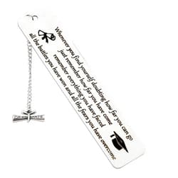 Feimeng jewelry Graduation Bookmark 2024 - Stainless Steel Book Marks with Tassel for Book Lover Gifts, Graduation Gifts for Her/Him, 5th, 8th Grade, High School Seniors College Students (SQ0664)