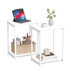 VASAGLE Side Tables Set of 2, Small End Table, Nightstand for Living Room, Bedroom, Office, Bathroom, White ULET272W14