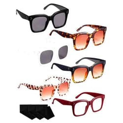 Frienda 6 Pairs Oversized Sunglasses Vintage Retro Square Frame Sunglasses with Flat Lens and 3 Pieces Glass Cloths