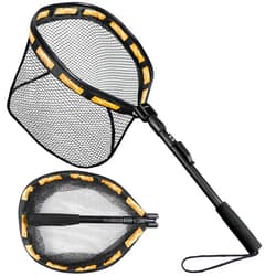 PLUSINNO Floating Fishing Net for Steelhead, Salmon, Fly, Kayak, Bass, Trout Fishing, Catfish, Rubber Coated Landing Net for Easy Catch & Release for Easy Transportation & Storage