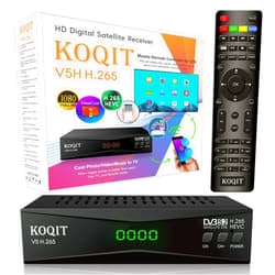Koqit V5H H.265 Free To Air FTA Satellite Receiver DVB-S2 Satellite TV Receiver HEVC DVB S2 Galaxy 19 Receivers Sat DVB Finder Meecast Biss PVU YouTube TV Decoder DVB2IP Box