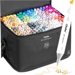 Ohuhu Alcohol Markers 200 Colors - Double Tipped Art Drawing Marker Set for Artists Adults Coloring Sketch Illustration - Chisel & Fine Dual Tip - Oahu of Ohuhu Markers - Alcohol-based Refillable Ink