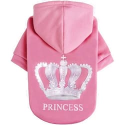 EXPAWLORER Prinecss Dog Hoodie for Girl - Hooded Dog Sweater with Leash Hole, Dog Cold Weather Clothes,Sweatshirt with Pocket, Pet Warm Outfit, Winter Coats for XS-XXL Dogs