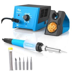 Tilswall Soldering Station, 65W Solder Station Welding Iron Kit with Smart Temperature Control (392°F-896°F), 5pcs Soldering Tips, Built-in Transformer, Soldering Iron for School Lab Hobby Electronics