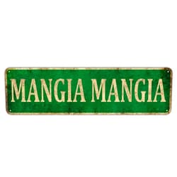KIOZIY Mangia Mangia Metal Sign, 4”x16”, Italian, Kitchen, Food, Eating, Kitchen Decor, Dining, Home Decor