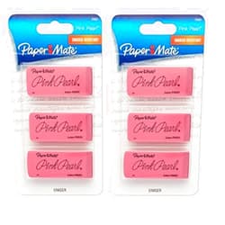 Paper Mate Pink Pearl Premium Erasers, 3 Pack, Large (70501), 2 Pack